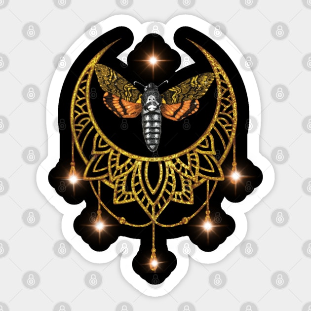 Death head moth and crescent moon Sticker by starwilliams